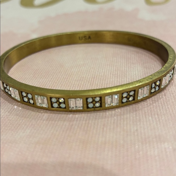 Silpada KR Signed Gold and White Rhinestone Inlay Bangle Bracelet - Picture 9 of 12